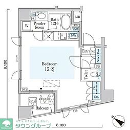 オーキッドレジデンス六本木 ワンルームの間取図画像