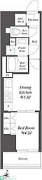 WORVE東京木場 1DKの間取図画像