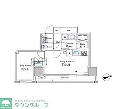 ベルファース芝浦タワー 1DKの間取図画像