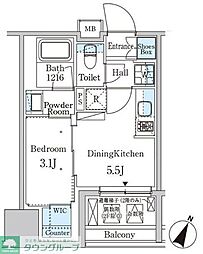 PARKAXIS神保町 1DKの間取図画像
