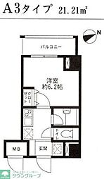 レジディア東品川 1Kの間取図画像