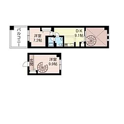 レジデンスシャルマン月島 2DKの間取図画像