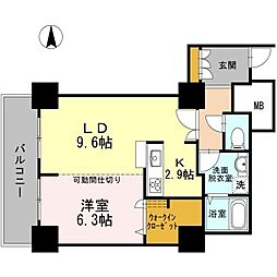 品川シーサイドビュータワー1 1LDKの間取図画像