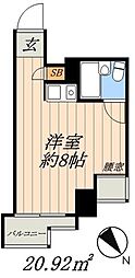 朝日三番町プラザ ワンルームの間取図画像