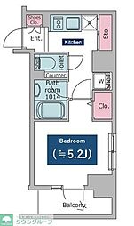 レジディア文京湯島2 1Kの間取図画像