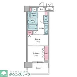 レジディア文京本郷 1DKの間取図画像