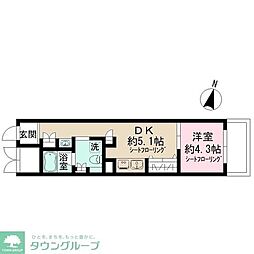 Admiral Himonya 1DKの間取図画像