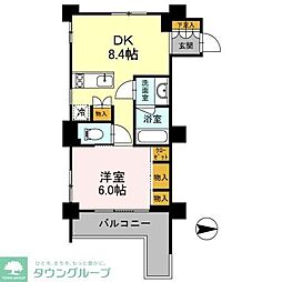 カスタリア目黒鷹番 1DKの間取図画像