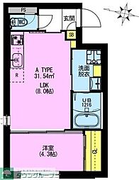 ADORE URBAN大森町A 1LDKの間取図画像