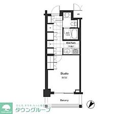 パークキューブ目黒タワー ワンルームの間取図画像