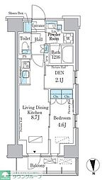 パークアクシス新宿百人町 1LDKの間取図画像