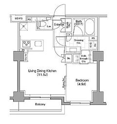 ザ・パークハビオ新宿 1LDKの間取図画像