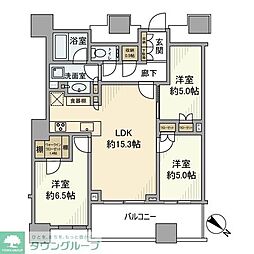 パークタワー勝どきサウス 3LDKの間取図画像
