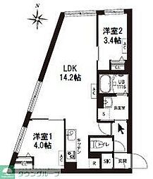 レピュア旗の台レジデンス 2LDKの間取図画像