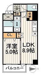 ルークス冬木 1DKの間取図画像