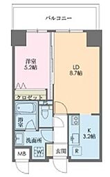 シャンティ住吉 1LDKの間取図画像