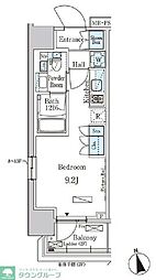 パークアクシス門前仲町EAST ワンルームの間取図画像