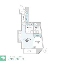 グランカーサ門前仲町 1LDKの間取図画像