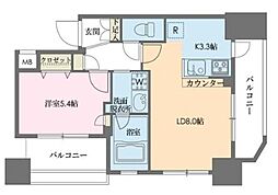 ドゥーエ新川 1LDKの間取図画像
