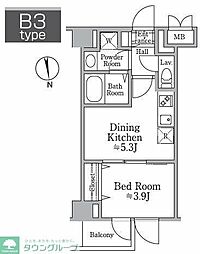 RESIDIA西小山 1DKの間取図画像