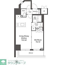 アイフラット文京本駒込 1LDKの間取図画像