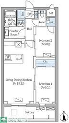 MOCXION PREMIUM四谷大京町 2LDKの間取図画像