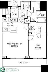 ブリリアタワーズ目黒サウスレジデンス 1LDKの間取図画像