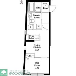 MYRIARESIDENCE品川中延 1DKの間取図画像