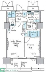 HARUMIFLAGPORTVILLAGEC棟 1LDKの間取図画像