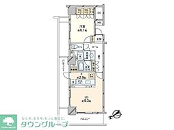 西新宿パークサイドタワー 1LDKの間取図画像