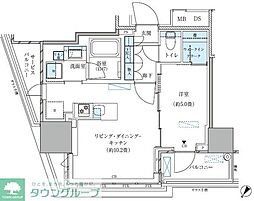 パークアクシス五反田スカイタワー 1LDKの間取図画像