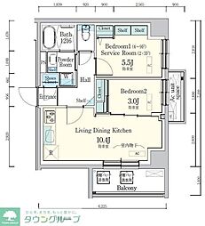 デュオフラッツ東品川 -OTO- 1LDKの間取図画像