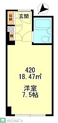 六本木ユニハウス ワンルームの間取図画像