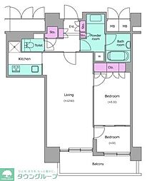 レジディアタワー目黒不動前 1SLDKの間取図画像