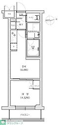 ハーモニーレジデンス新宿四谷 1DKの間取図画像