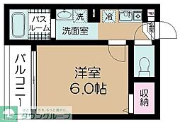 フェリーチェ梅屋敷1 1Kの間取図画像