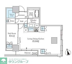 ベルファース芝浦タワー 1LDKの間取図画像