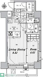 MAKESDESIGN千鳥町ASYLCOURT 1LDKの間取図画像