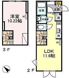 LAPiS目黒本町 1LDKの間取図画像