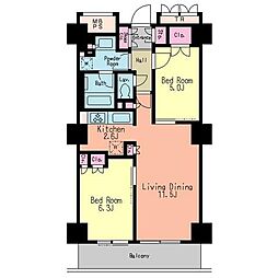 パークアクシス豊洲 2LDKの間取図画像