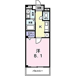 カルムアビタシオン大将軍 1Kの間取図画像