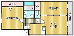 ヴァンサンカン 2LDKの間取図画像