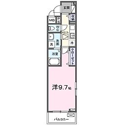 リ:ルーム南草津 1Kの間取図画像