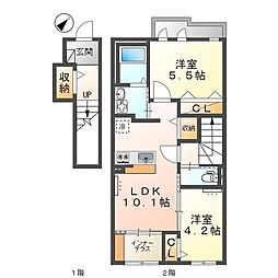 ファインハイム 2LDKの間取図画像
