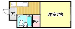 上笠東ハイツ 1Kの間取図画像