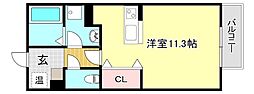 ハイツエイト1 1Kの間取図画像