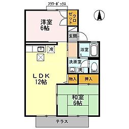 グリーンアベニューA 2LDKの間取図画像