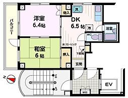 ユーコート浦和常盤 2DKの間取図画像