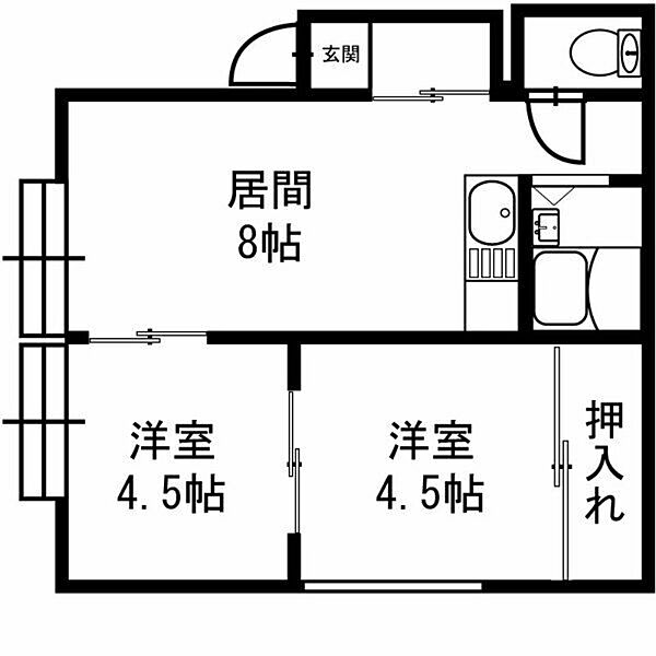 北海道札幌市南区川沿五条2丁目(賃貸アパート2DK・1階・35.50㎡)の写真 その2