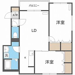 レストヒルズＳ32 3階2LDKの間取り